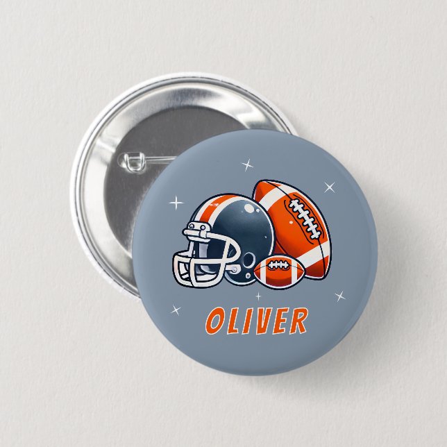 Football Ball Helmet Cartoon Birthday Party 6 Cm Round Badge (Front & Back)