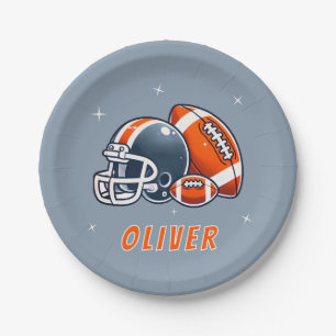 Football Ball Helmet Cartoon Birthday Party Paper Plate