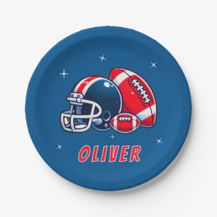 Football Ball Helmet Cartoon Birthday Party Paper Plate