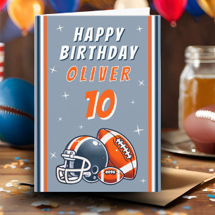 Football Ball Helmet Cartoon Happy Birthday Card