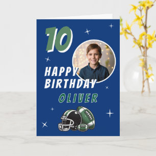 Football Ball Helmet Cartoon Photo Birthday Card