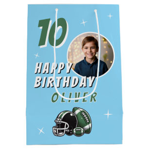 Football Ball Helmet Cartoon Photo Birthday Medium Gift Bag