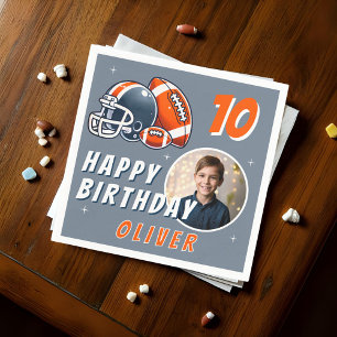 Football Ball Helmet Cartoon Photo Birthday  Napkin