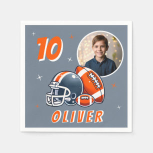 Football Ball Helmet Cartoon Photo Birthday  Napkin