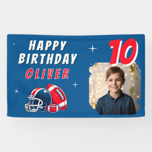 Football Ball Helmet Cartoon Photo Birthday Party  Banner