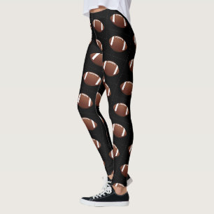 Football Ball Pattern Black Sports Leggings