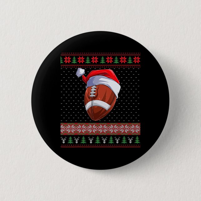 Football Ball Santa Hat Christmas Fun Ball Santa P 6 Cm Round Badge (Front)