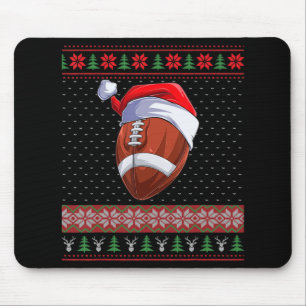 Football Ball Santa Hat Christmas Fun Ball Santa P Mouse Mat