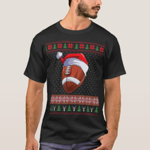 Football Ball Santa Hat Christmas Fun Ball Santa P T-Shirt