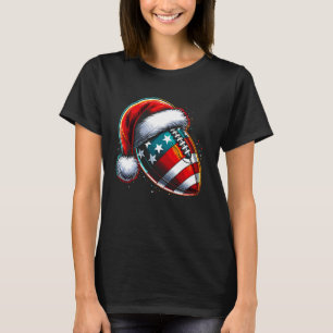 Football Ball Santa Hat Cute Christmas Men Boys T-Shirt