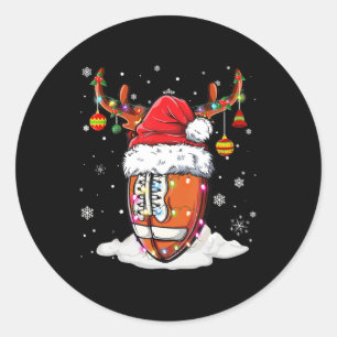 Football Ball Santa Hat Reindeer Christmas Lights Classic Round Sticker