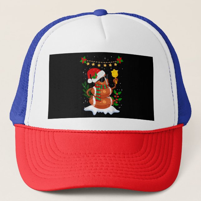 Football ball Snowman Santa Hat Merry Christmas (Front)