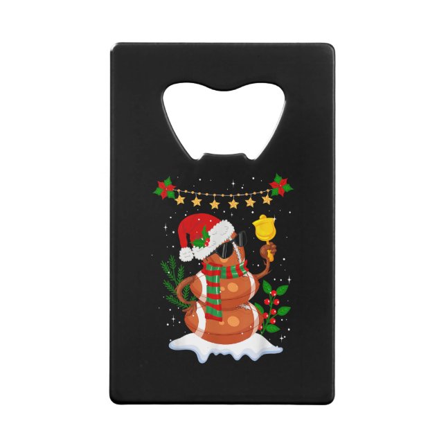 Football ball Snowman Santa Hat Merry Christmas (Front)
