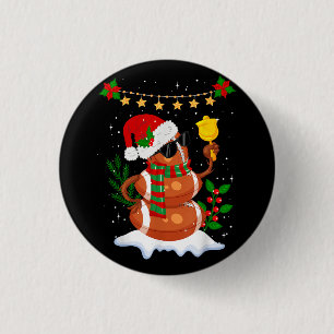 Football ball Snowman Santa Hat Merry Christmas 3 Cm Round Badge