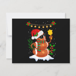 Football ball Snowman Santa Hat Merry Christmas Holiday Card