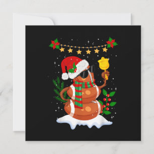 Football ball Snowman Santa Hat Merry Christmas Invitation