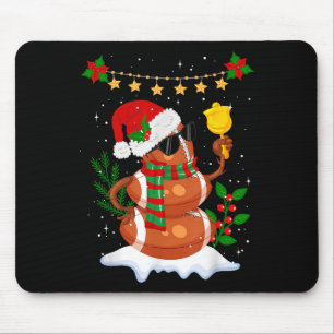 Football ball Snowman Santa Hat Merry Christmas Mouse Mat
