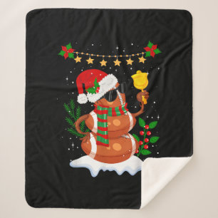 Football ball Snowman Santa Hat Merry Christmas Sherpa Blanket