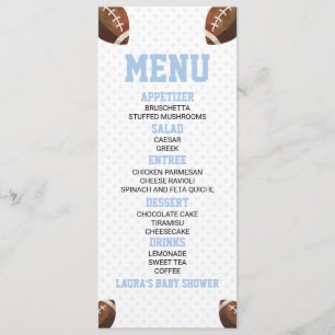 Football Ball Sports Blue Baby Shower Food Menu