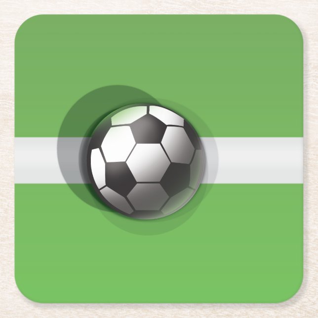 Football Ball Square Paper Coaster (Front)