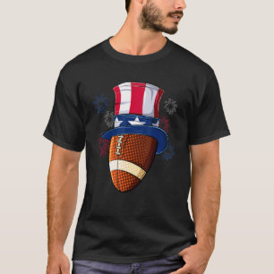 Football Ball Uncle Sam Hat American Flag 4th Of J T-Shirt
