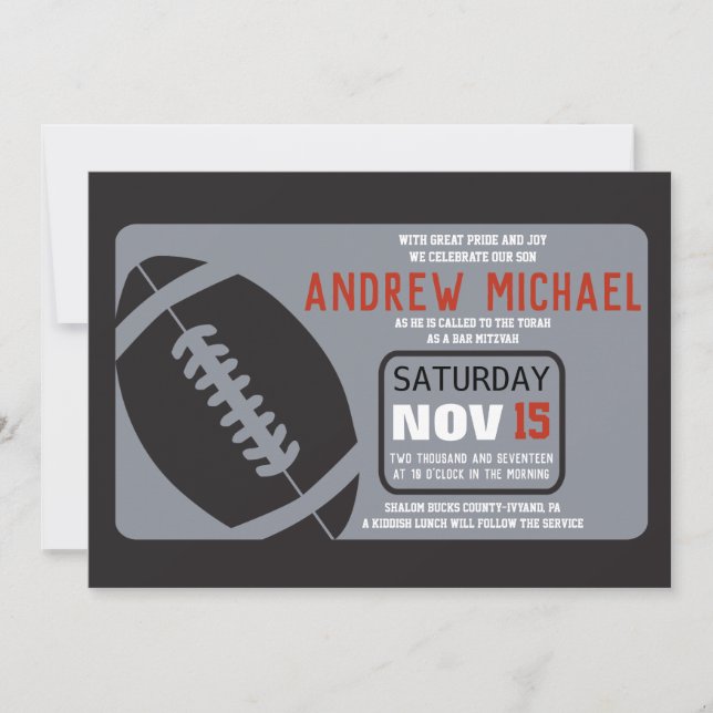FOOTBALL Bar Mitzvah Invitation (Front)