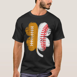 Football Baseball Lover Shamrock St Patricks Day T-Shirt