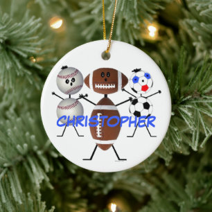 Football Baseball Soccer CUSTOM Cartoon Ceramic Tree Decoration