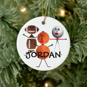 Football Basketball Golf Cartoon Ceramic Tree Decoration