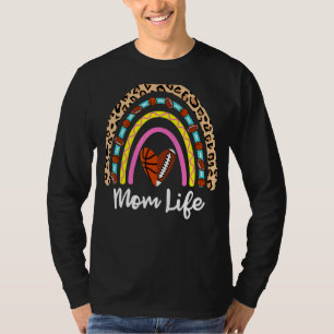 Football Basketball Mum Boho Rainbow Football Bask T-Shirt