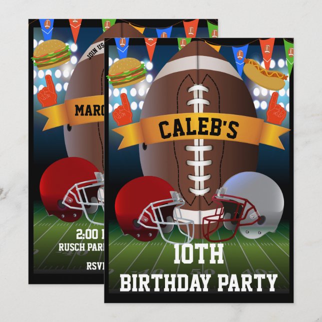 Football & bbq Barbeque Birthday Party Invitation (Front/Back)