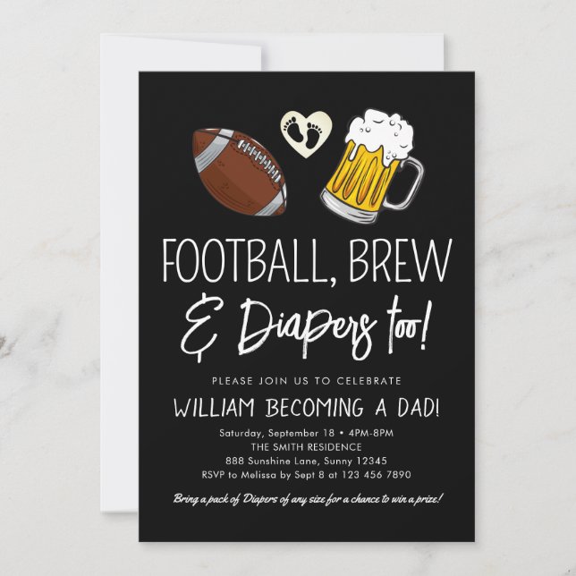 Football & Beer Baby Shower Invitation Chalkboard (Front)