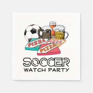 Football Beer Pizza SOCCER WATCH PARTY Napkin