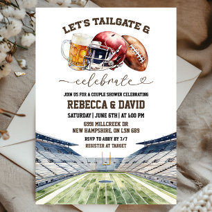 Football Beers Tailgate & Celebrate Couple Shower Invitation
