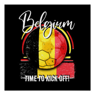 Football Belgium Flag, Retro Belgian Soccer Poster