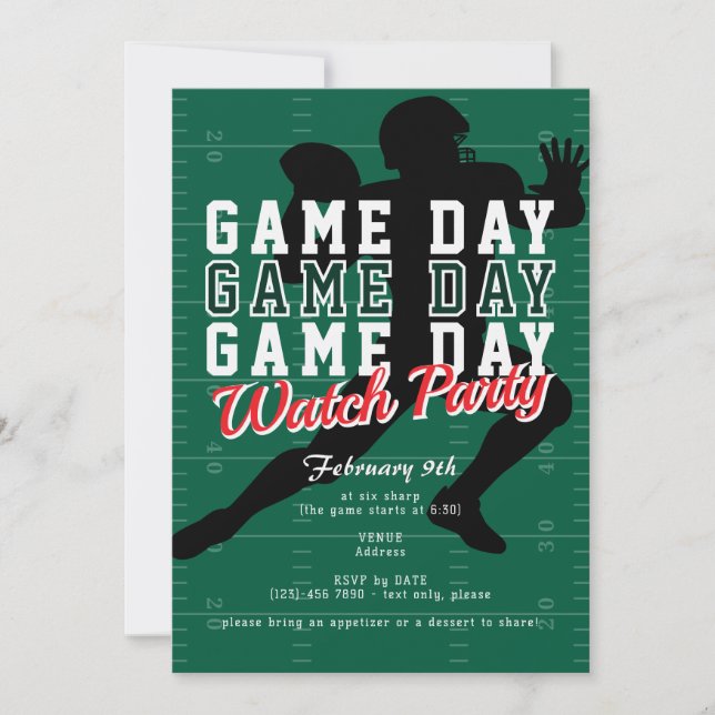 Football Big Game Day Sports Watch Party Invitation (Front)
