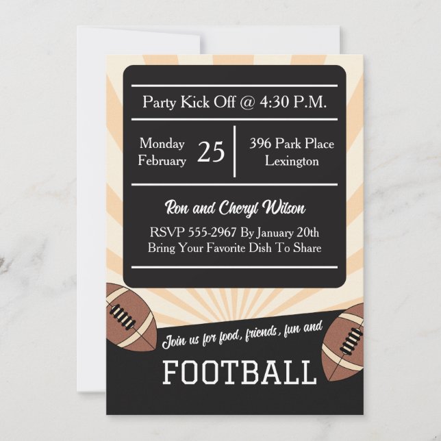 Football Big Game Friends Family Watch Party Invitation (Front)