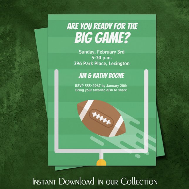 Football Big Game Watch Party Invitations (Football Big Game Watch Party Invitations (INSTANT DOWNLOAD available in our collection))