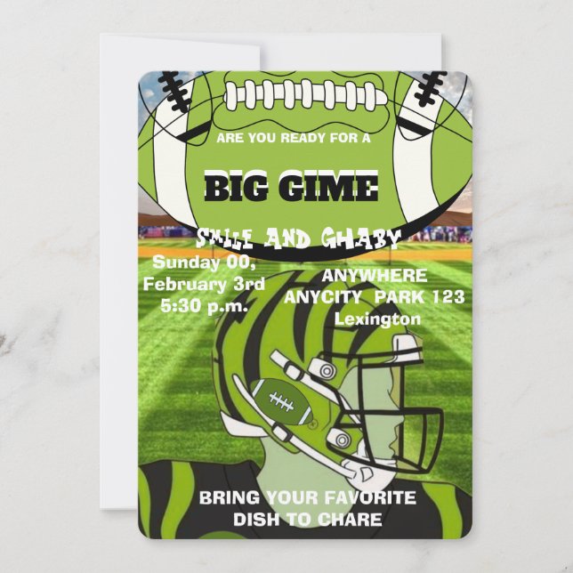 Football Big Game Watch Party Invitations (Front)