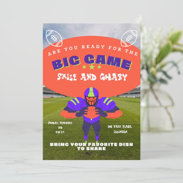 Football Big Game Watch Party Invitations (Standing Front)