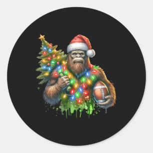 Football Bigfoot Christmas Shirt Xmas Sasquatch Fo Classic Round Sticker