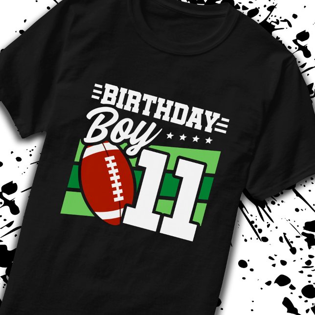 Football Birthday 11 Year Old Boy 11th Birthday T-Shirt (Creator Uploaded)
