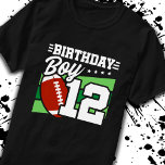 Football Birthday 12 Year Old Boy 12th Birthday T-Shirt<br><div class="desc">This football birthday party design is perfect for a 12 year old boy's football theme birthday party to celebrate their 12th birthday! Great for kids that love to play football, watch football or want to become future football star players! Features a football on a football field graphic w/ number 12...</div>