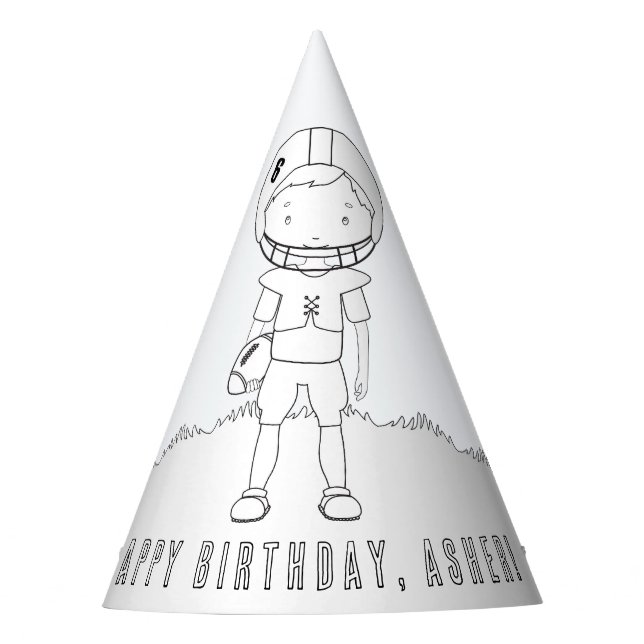 Football Birthday (Boy) - Colour Your Own Party Ha Party Hat (Front)