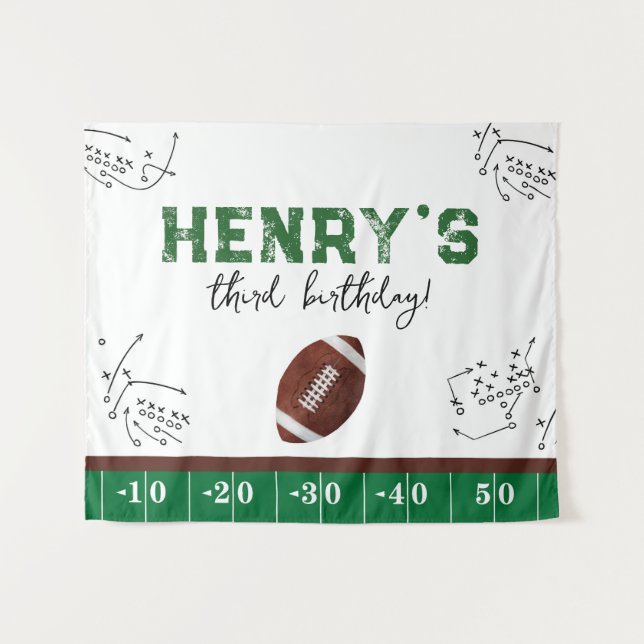 Football Birthday Fabric Backdrop Tapestry (Front (Horizontal))