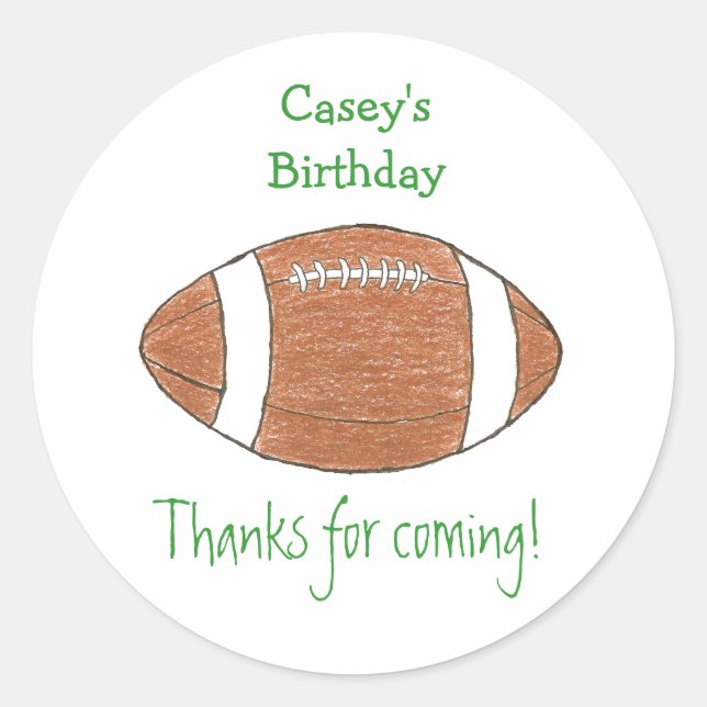 Football birthday favour label (Front)