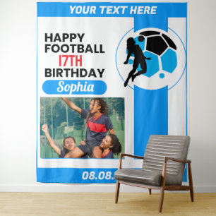 Football Birthday, Football Girl Player Backdrop Tapestry