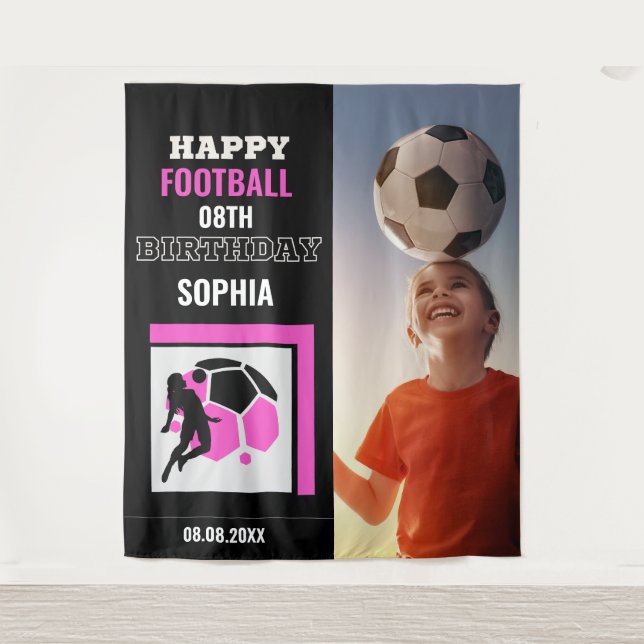 Football Birthday, Football Girl Player Backdrops Tapestry (Front)