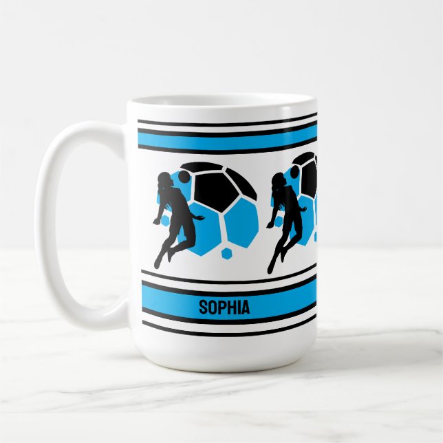 Football Birthday Gift, Football Women Girl Player Coffee Mug (Left)