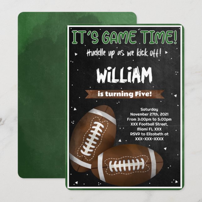 Football Birthday Invitation (Front/Back)